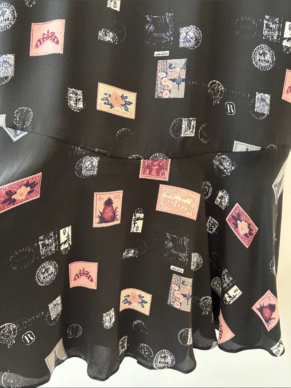 Joie Black Mini Dress with Pink and Light Blue Print - Picture 4 of 10